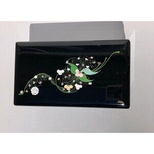 Jewelry Black Floral Signed NONA Plays Fur Elisa Very Good Condition gw